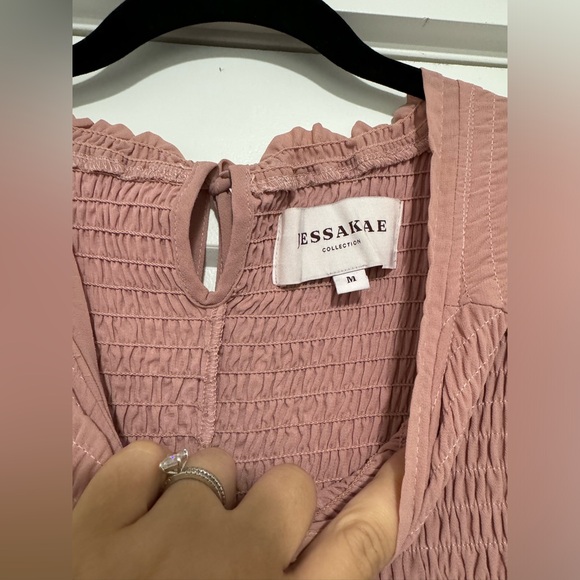 JessaKae Pink Ruffled Tiered Midi Dress with Bell Sleeves - Picture 3 of 4